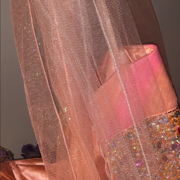 Pink-Orange Strapless Prom Dress - Picture 8 of 8